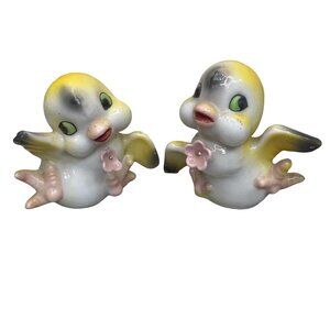 Vtg Yellow Baby Chick Chicken Anthropomorphic Salt & Pepper Shakers Japan 1950s